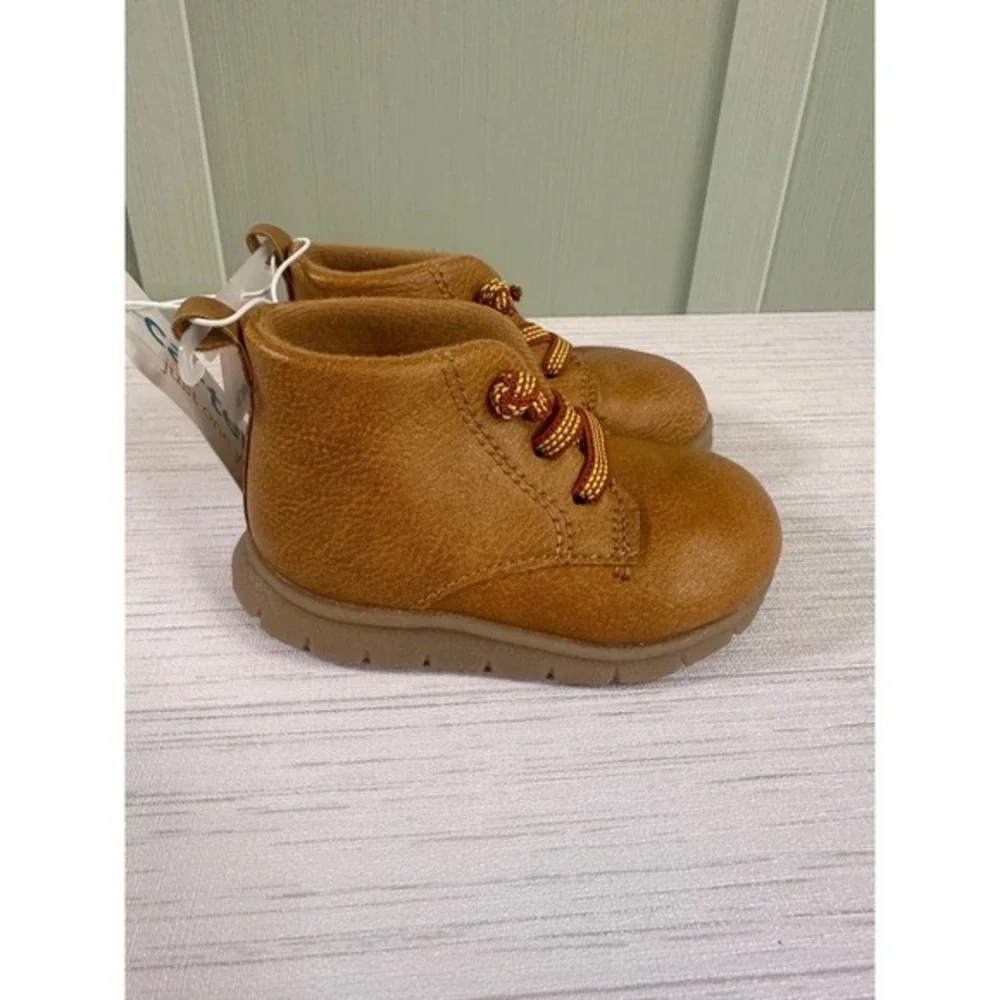 Carters Just One You Size 4 Kyrie-B Tan Faux Leather Chukka Boots Kids NEW